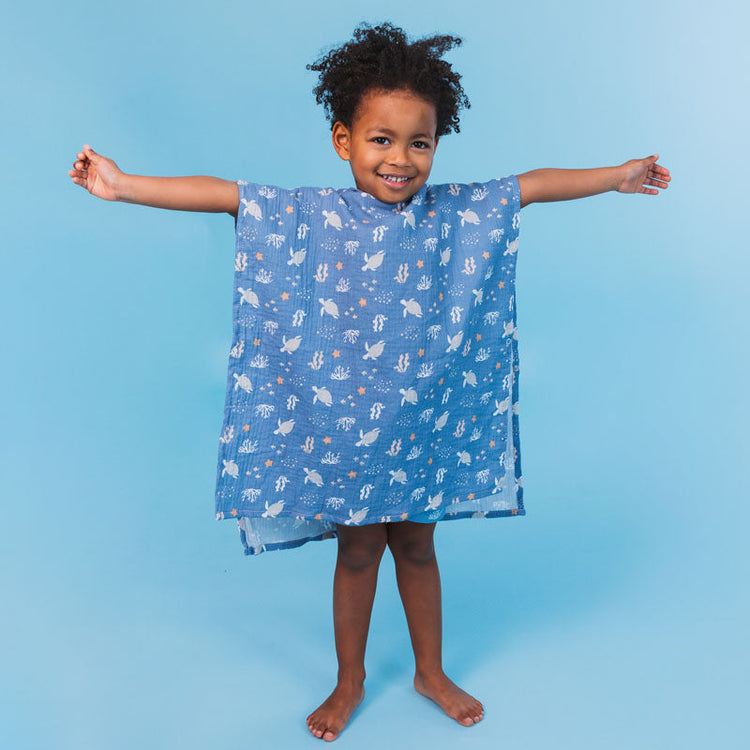 Coral Bliss | mehrfarbiger hydrophiler Strandponcho 52 x 52 cm