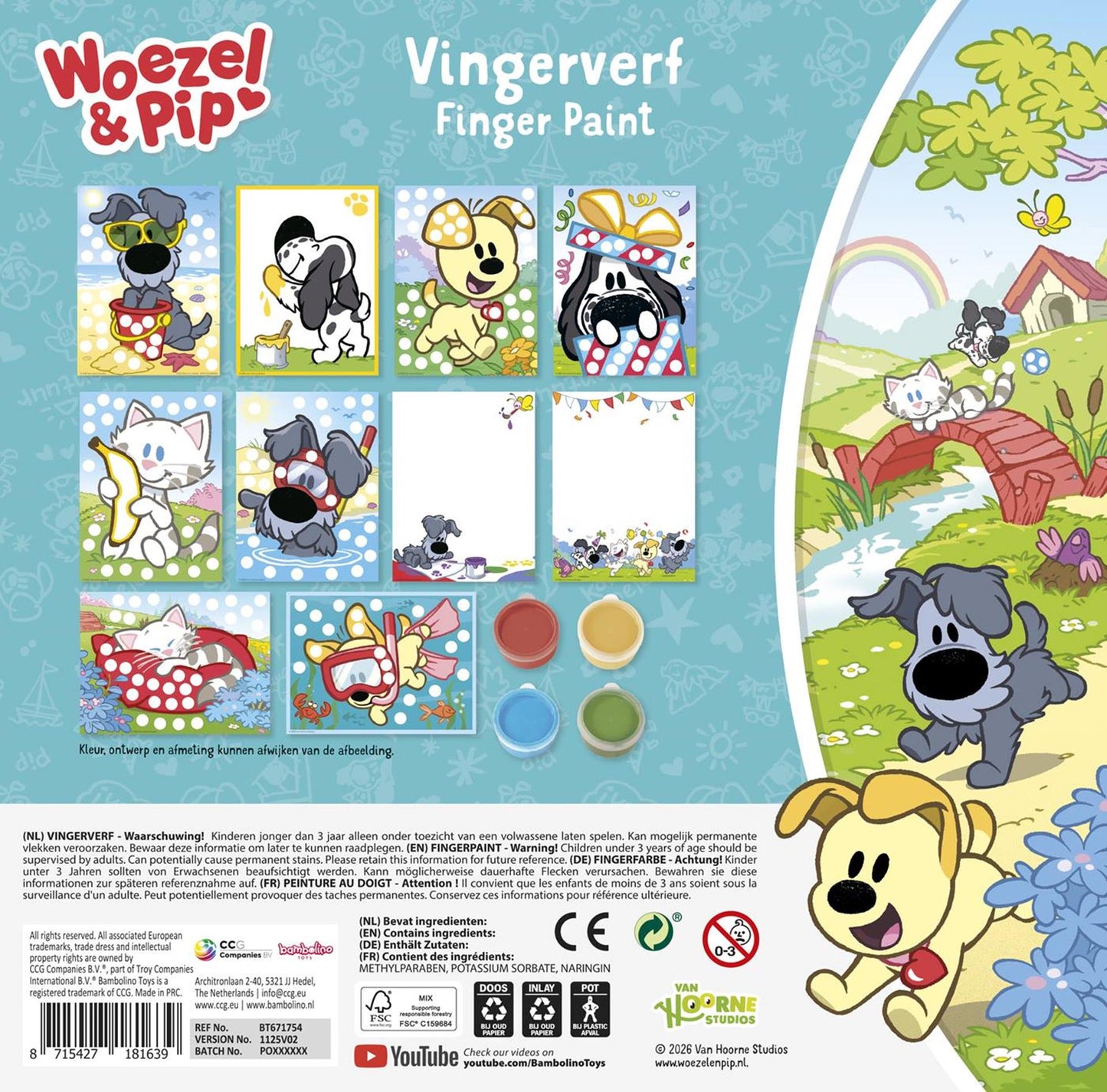 Bambolino Woezel Pip Creative mit Fingerfarbe – kreatives Spielzeug Basteln Junior Kleinkind Vorschulkind – ab 2 Jahren – Geschenktipp Junior
