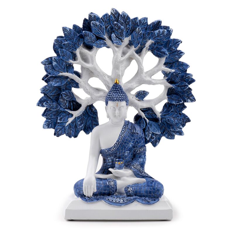 Weißer blauer thailändischer Buddha -Baum des Lebens