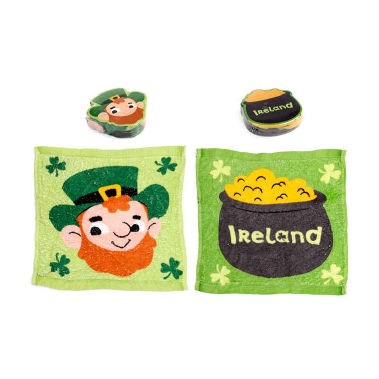 Irish Lucky Gnome Klaverblad Compact Travel Handtuch