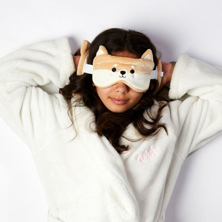 Relaxezzz pluche shiba Inu um Reisen Kissen Slaapmask