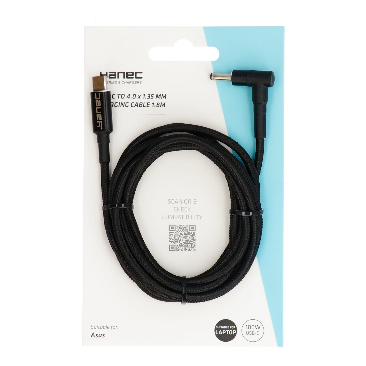 Yanec USB-C bis 4,0 x 1,35 mm Ladekabel 1,8 m