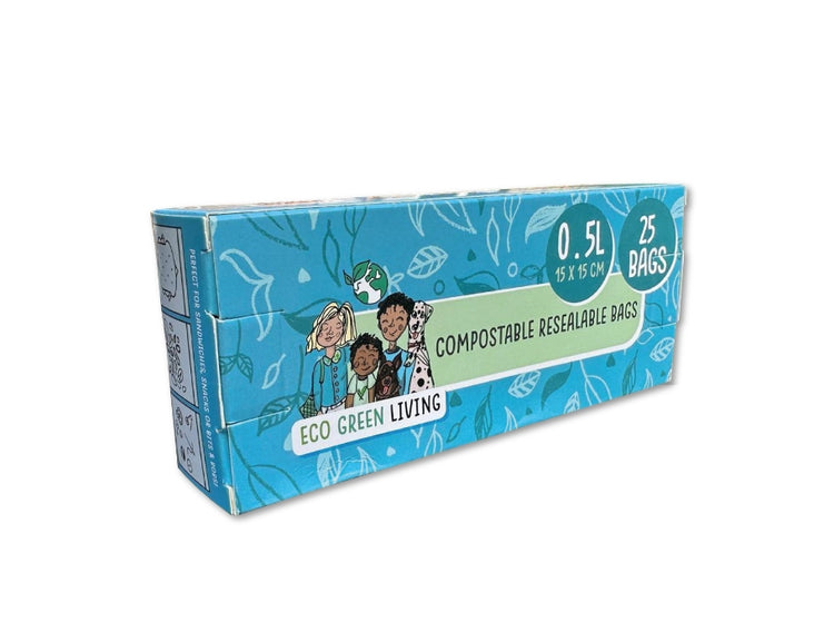 Eco Green Living kompostierbare wiederverschließbare Aufbewahrungsbeutel 0,5 Liter – 15 Stück