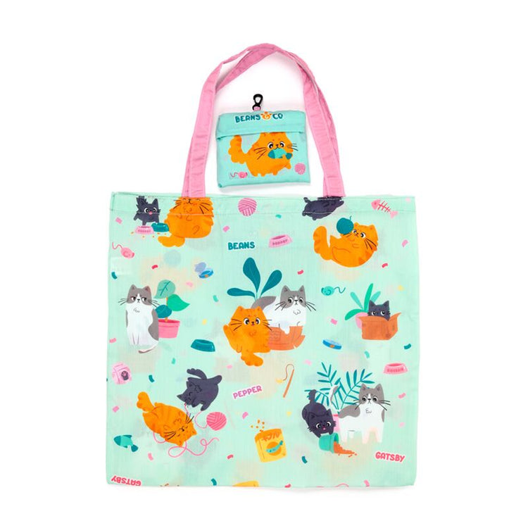 Rpet faltbare Tasche – Bohnen und Katzen