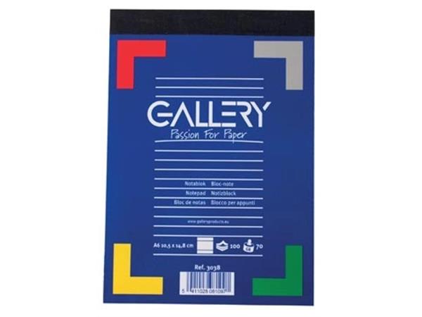 Galerie-Notizblock, Größe 105 x 148 cm (A6), linierter Block mit 100 Blatt
