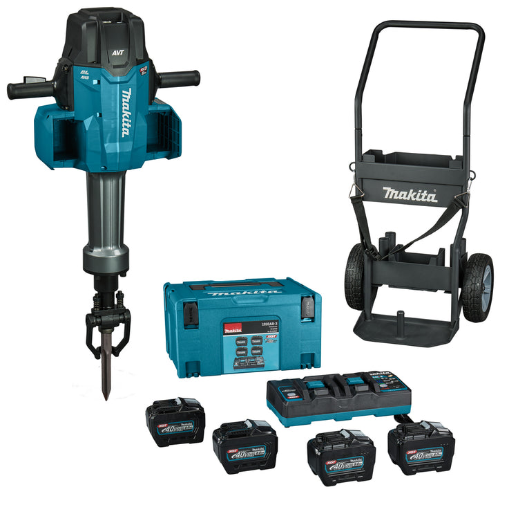 Makita hm004gl402 xgt 2x40v Akku-Abbruchhammer | 72 Jahre | mit Trolley, 4x 8,0 Ah Akkus und Schnellladegerät | in mbox - hm004gl402
