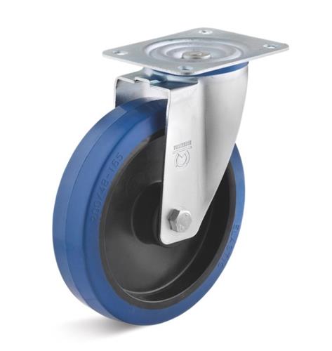 Torwegge Lenkrolle Gummi blau ø125 Kunststoff