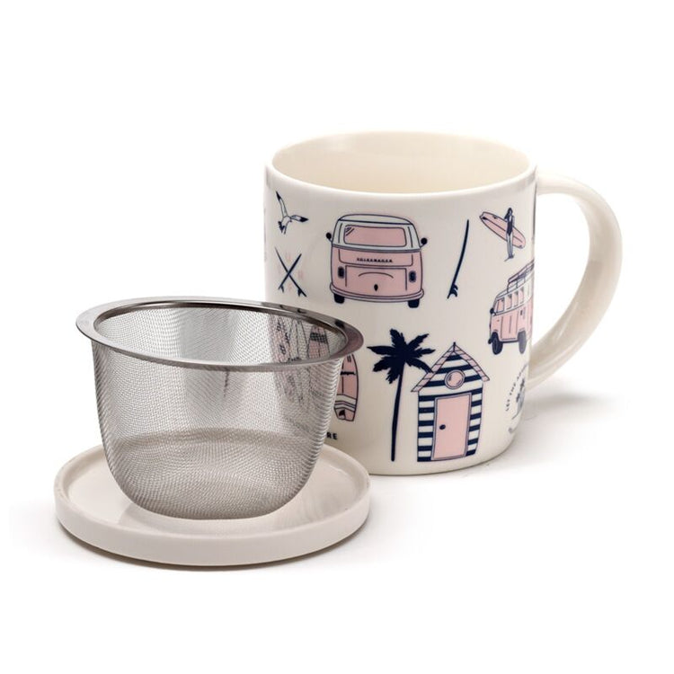 VW T1 Volkswagen Van Explore - Porzellanbecher mit Tee Infuser Deckel