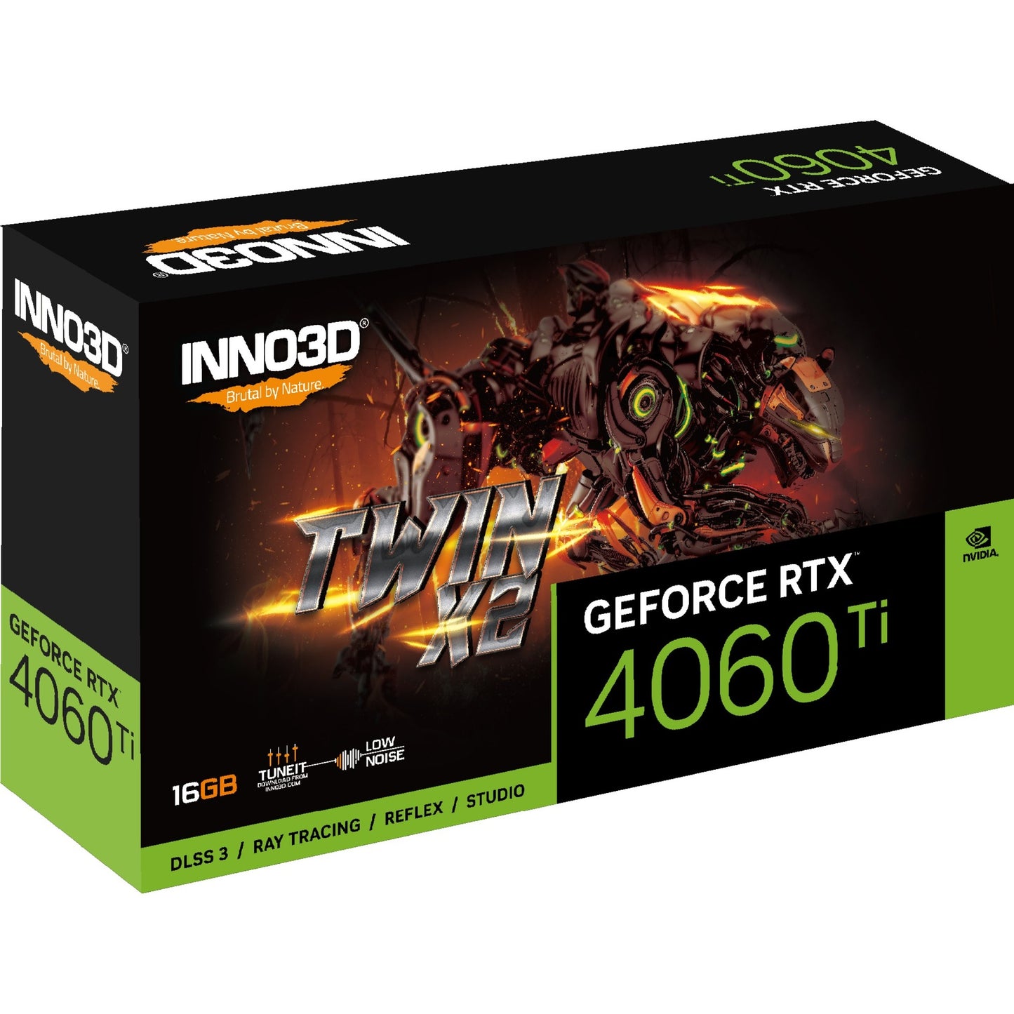 Inno3d Inno3d N406T2-16d6-178055n Geforce RTX 4060 Ti Twin X2, 16 GB GDDR6, 128-Bit, 2535, 18Gbit / s, 3XDP+HDMI
