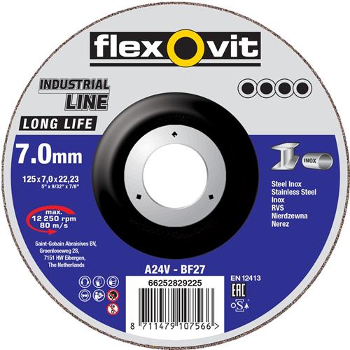 Flexovit ABS Industrie 125x4x22,23 A24V T27 Edelstahl | 20 Stk