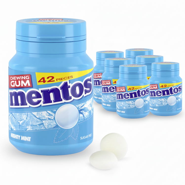 Mentos Gum Mighty Mint Flasche 42 Stück (6 Gläser)