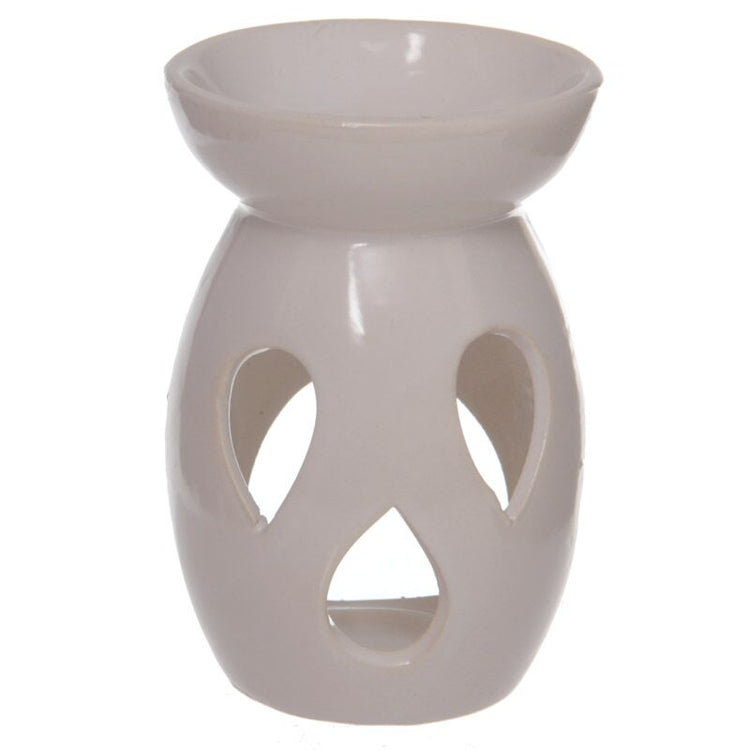 Keramiköl- und Wachs -Duftbrenner mit geschnitzter Riss weiß