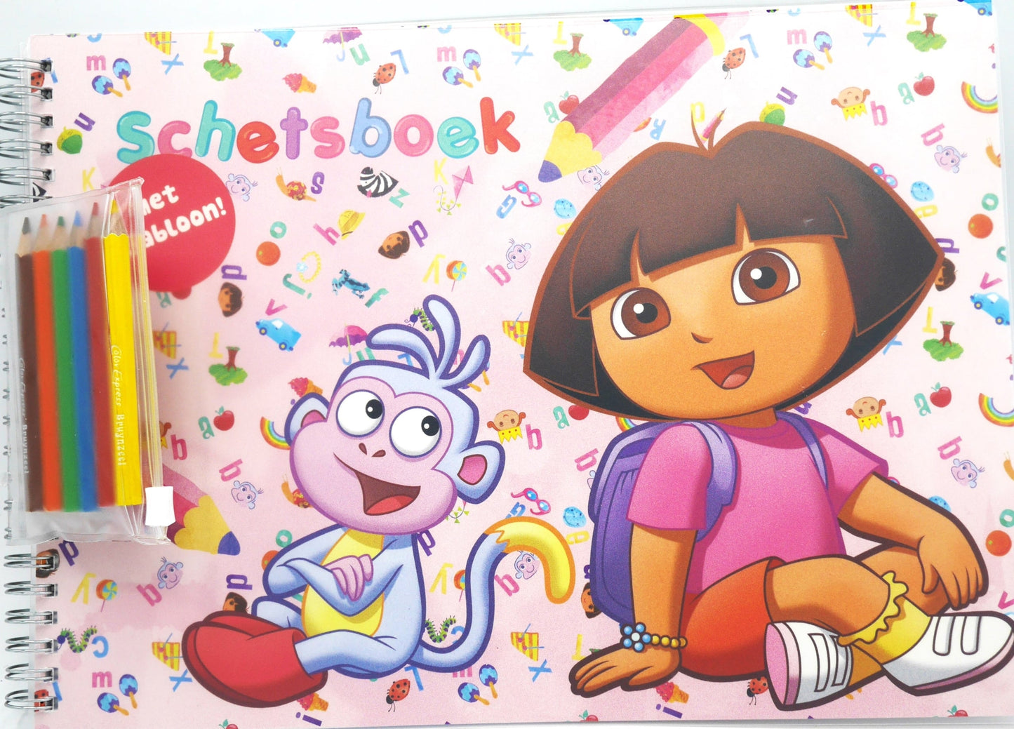 Bongers Toys Dora und Diego Sketchbook mit 6 farbigen Stiften und Zeichenvorlage