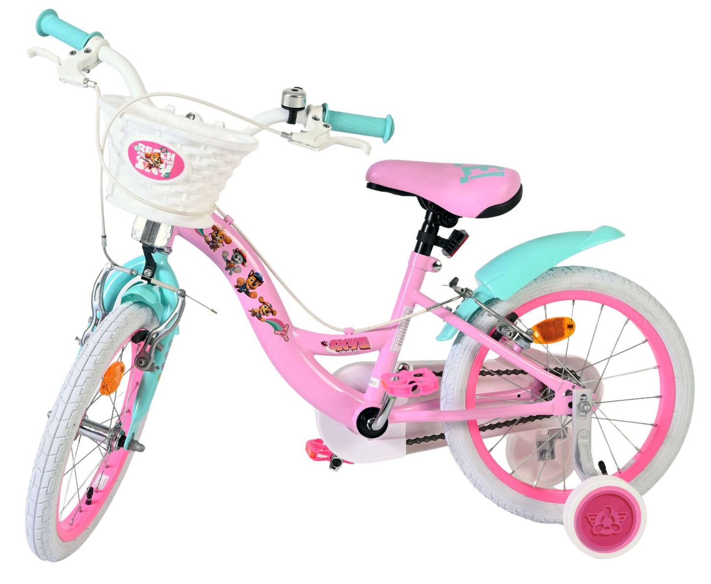Paw Patrol Kinderfahrrad – Mädchen – 16 Zoll – Pink – zwei Handbremsen