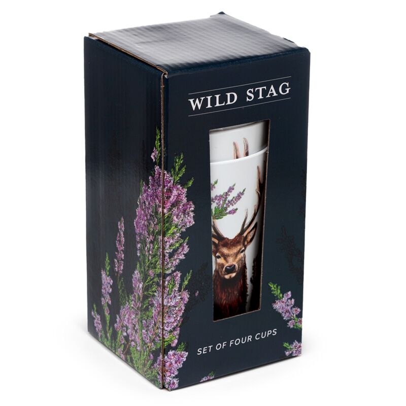 Wild Hert Set von 4 nachhaltigen RPET -Picknickbechern 450 ml
