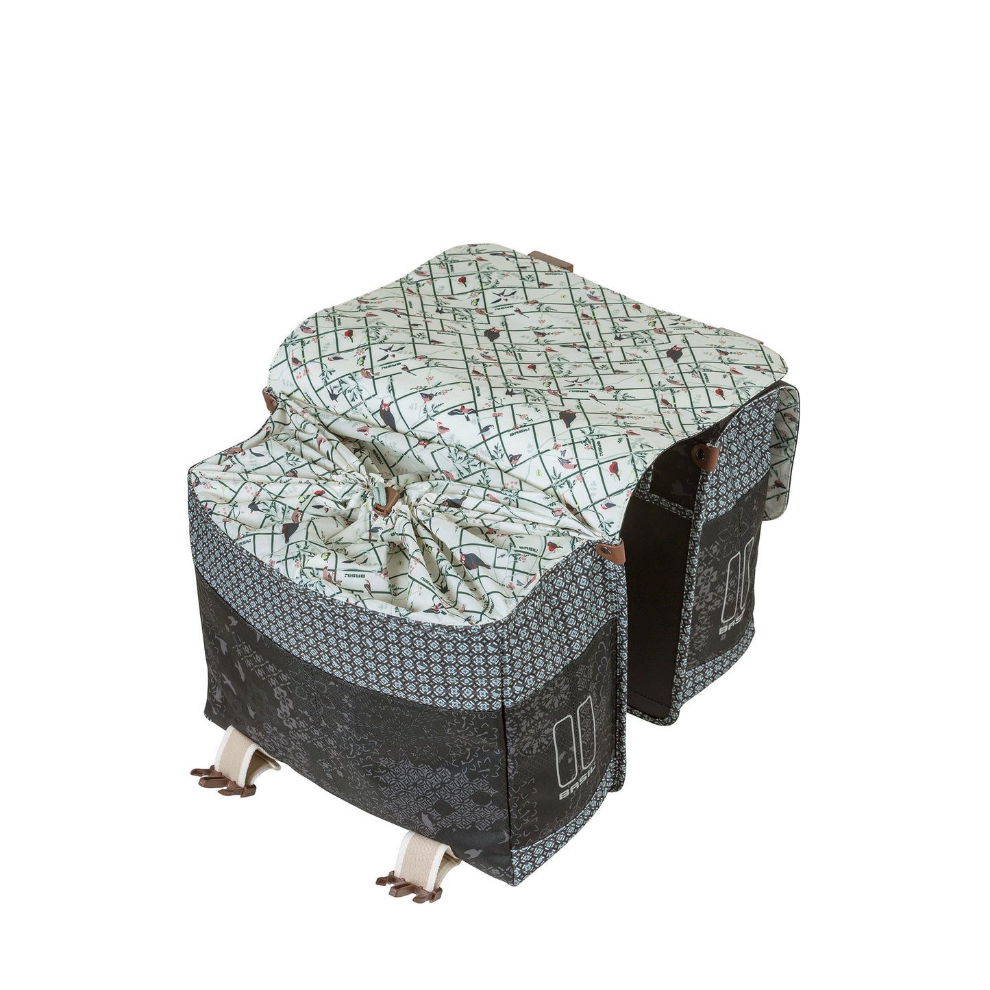 Basil Bohème Double Bicycle Bag - Schwarz - 35L - Wasserabweisend - Kunstleder Details
