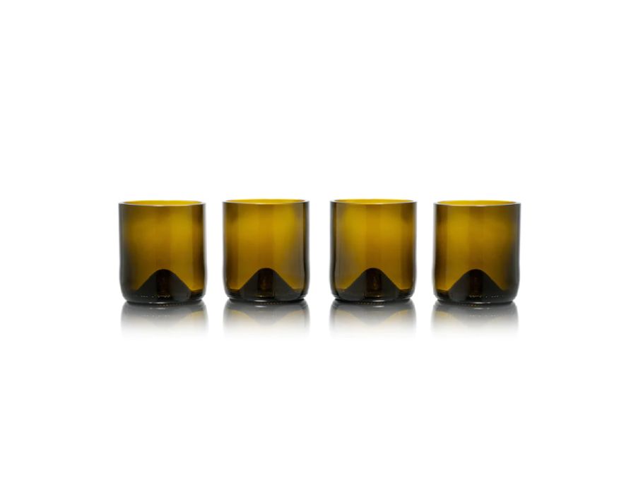 Abgebildetes abgebildetes Glas kurzer Becher 4-Pack-Olive