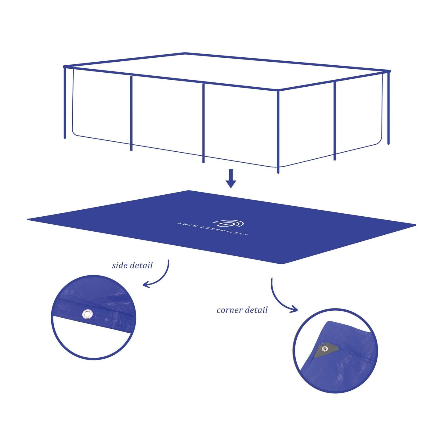 Eleganz | Dunkelblau Groundsheet Swimming Pool 260x160 cm