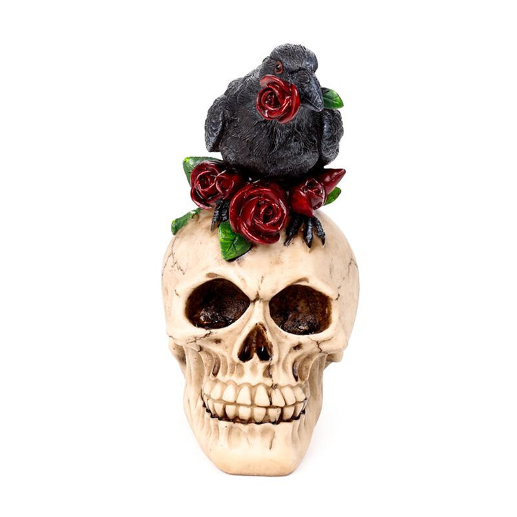 Totenkopf mit rabenroten Rosen