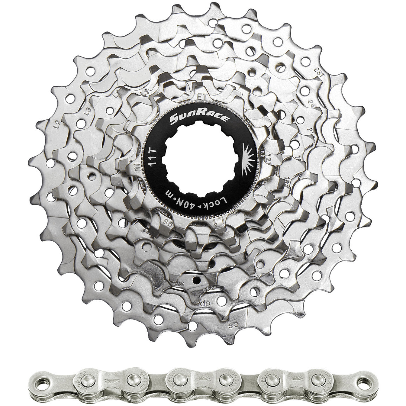 Spanninga Sunrace Combipack CSR91 9V 11-25T mit Kette CNM94