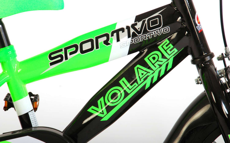 Volare Sportivo Kinderrad - Jungen - 14 Zoll - Neongrün schwarz - 95% versammelte