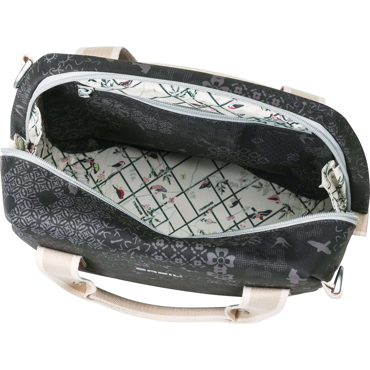 Basil Bohème City Bag - elegante grüne Hand-, Schulter- und Lenkertasche für Frauen, geeignet für Elektrofahrräder und Citybikes - schwarz