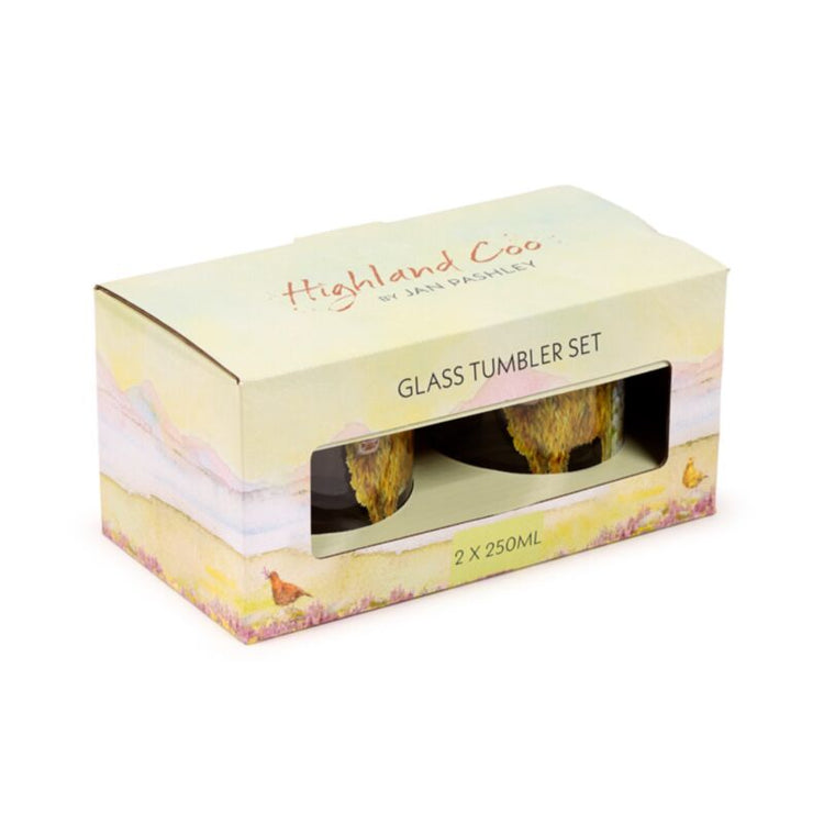 Jan Pashley Highland Cow Set 2 Glas -Trinkgläser 350 ml