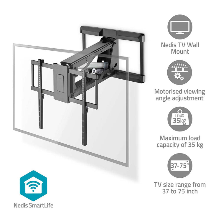 Nedis motorisierte TV-Wandhalterung | 37 - 75 | maximales Bildschirmgewicht: 35 kg | drehbar | Mindestwandabstand: 153 mm | maximaler Wandabstand: 485 mm | schwarz - tvwm5880bk