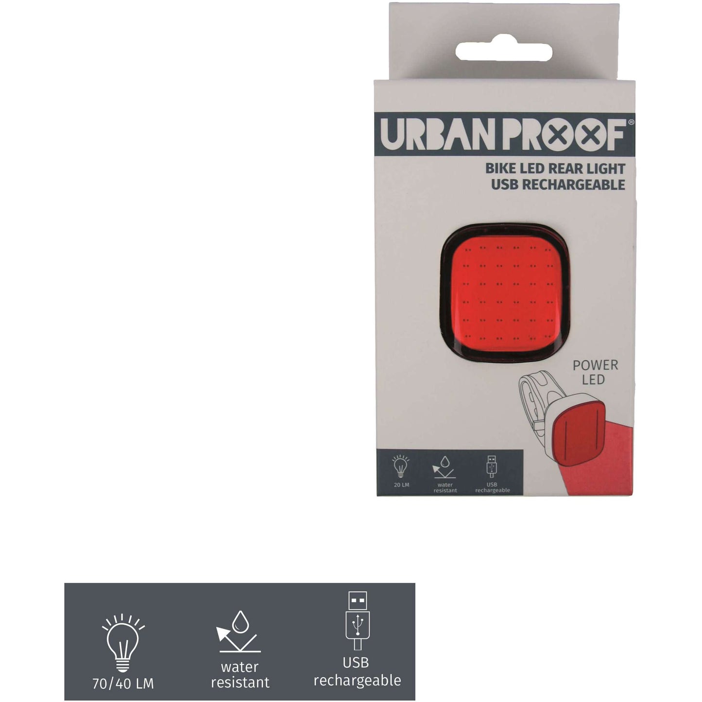 UrbanProof Hochleistungs-Rücklicht rot USB