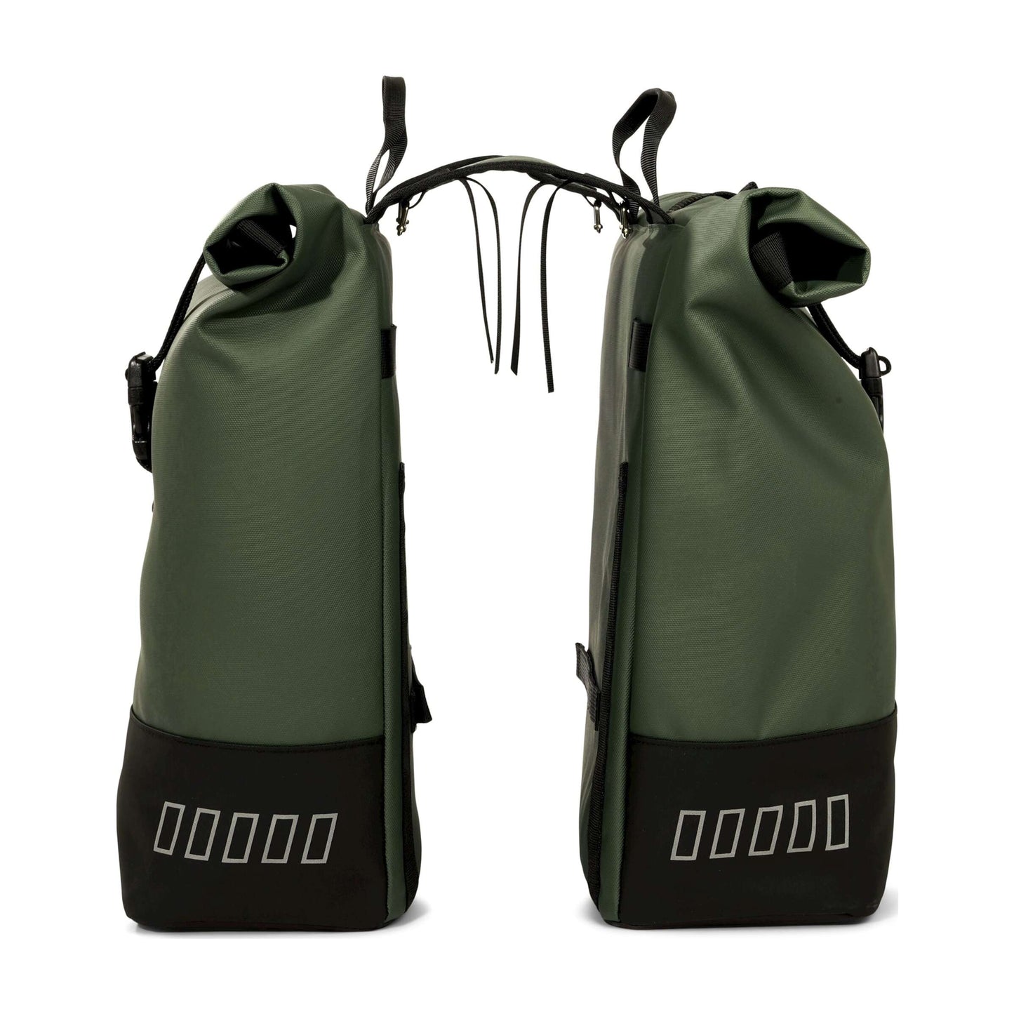 Urbanfester städtischer Rolltop Doppelfahrradbeutel 38 Liter grün
