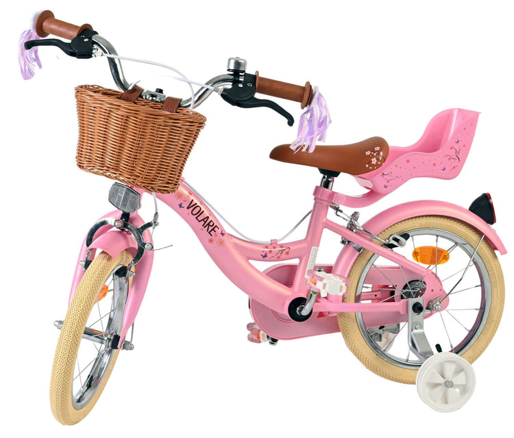 Volare Blossom Kinderfahrrad – Mädchen – 14 Zoll – Pink – zwei Handbremsen