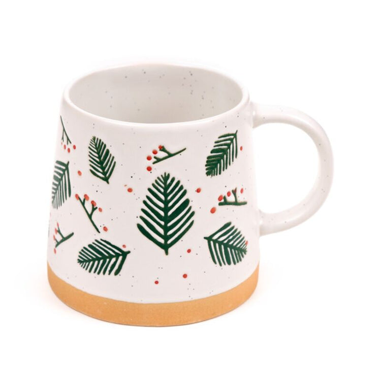 Kiefernzweig Beeren Tapse Stoneware Becher