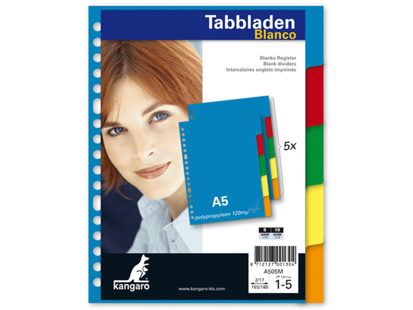 Kangaro-Tabs, A5, blanko, 17 Ringe, Kunststoff