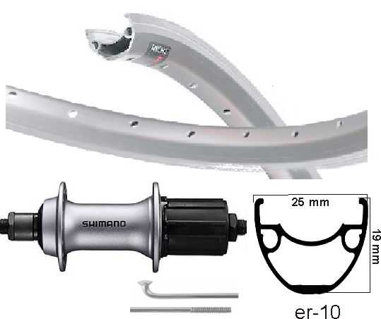 KGs Hinterrad 28 Zoll (622) Rim Mach-1 ER-10 Silber 8-10 Geschwindigkeitsausfälle