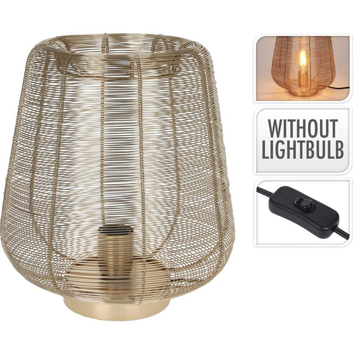 Home Styling Tischlampe Metalldraht 33cm gold