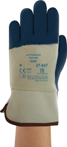 Ansell-Handschuh | Größe 10 weiß blau | bw Jersey m.Nitril | und 388 PSA Kategorie II | 12 Paare – 27-607-10 27-607-10