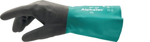 Ansell Chemikalienhandschuh | Größe 9 flaschengrün anthrazitgrau | und 388 und 374 und 1149 | PSA-Kategorie III | 12 Paare – 58-430-9 58-430-9