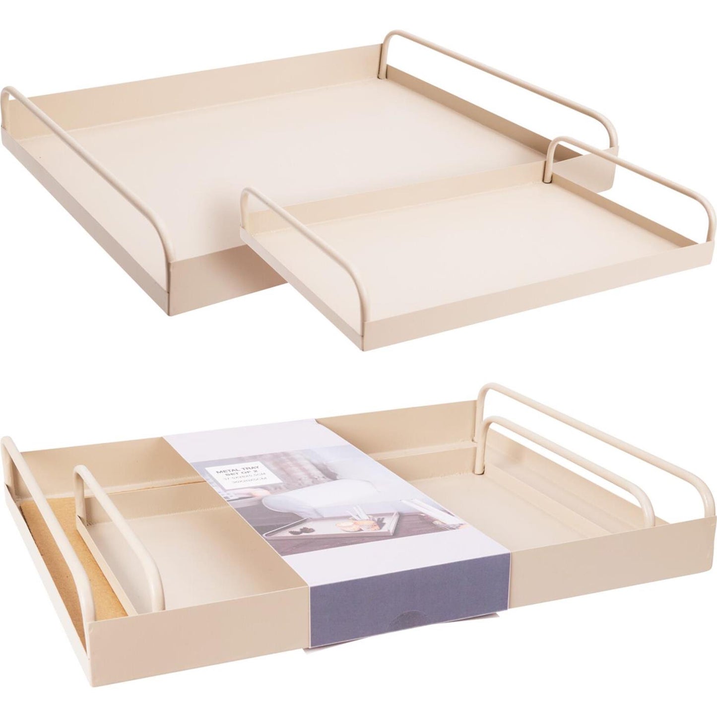 Home-Styling-Tablett-Set mit 2 Metallsandfarben