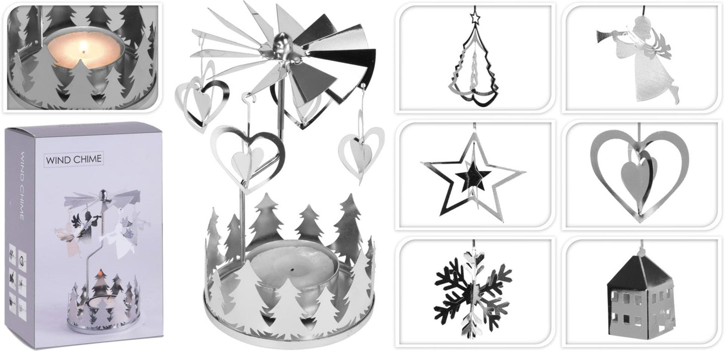 Home Styling Teelichthalter Karussell Silber