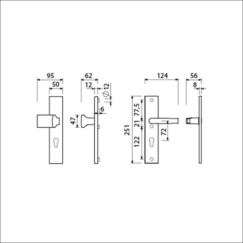 Ami Sicherheitsbeschlag 251 50 Profilzylinder 72 Varo 144 F1 + Profilzylinder 72 + 332 M6 Türstärke 53 57 mm - 804661