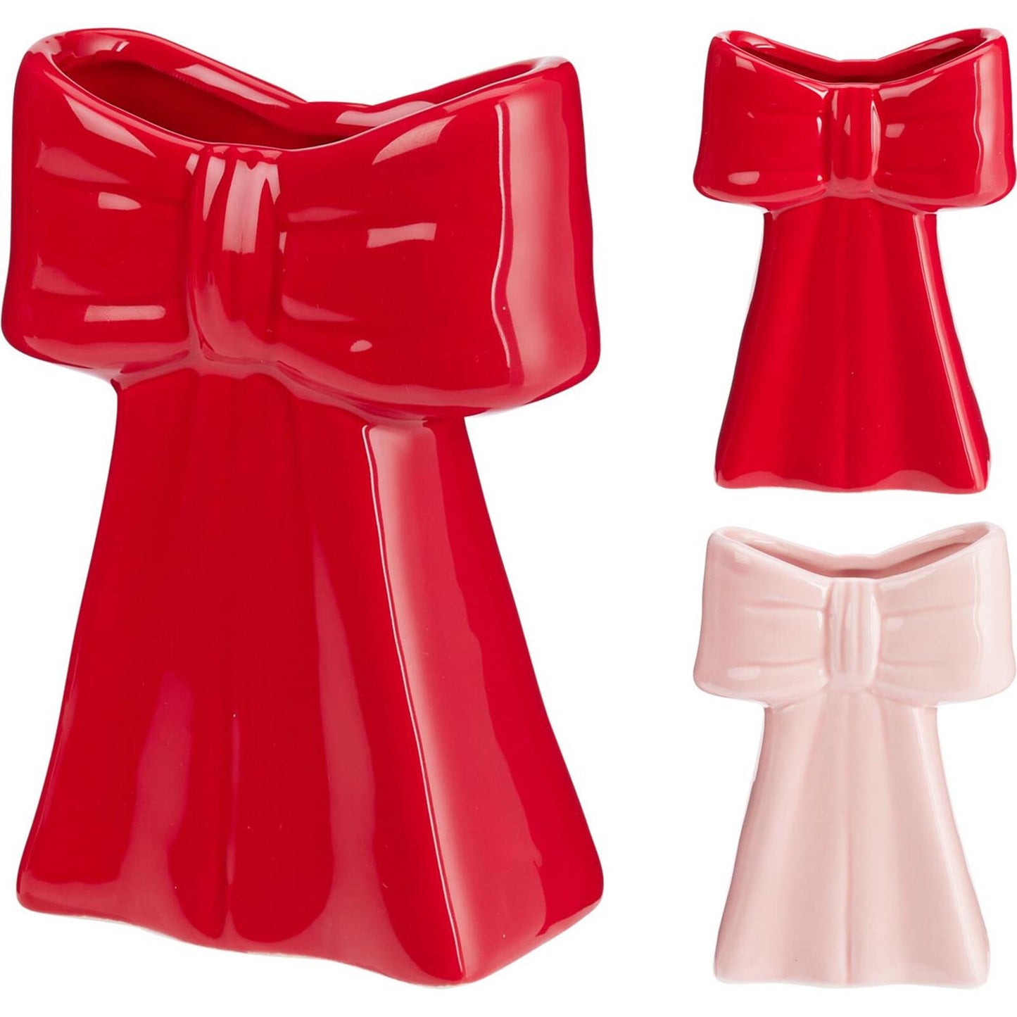 Home Styling Schleifenvase 13cm rot oder rosa