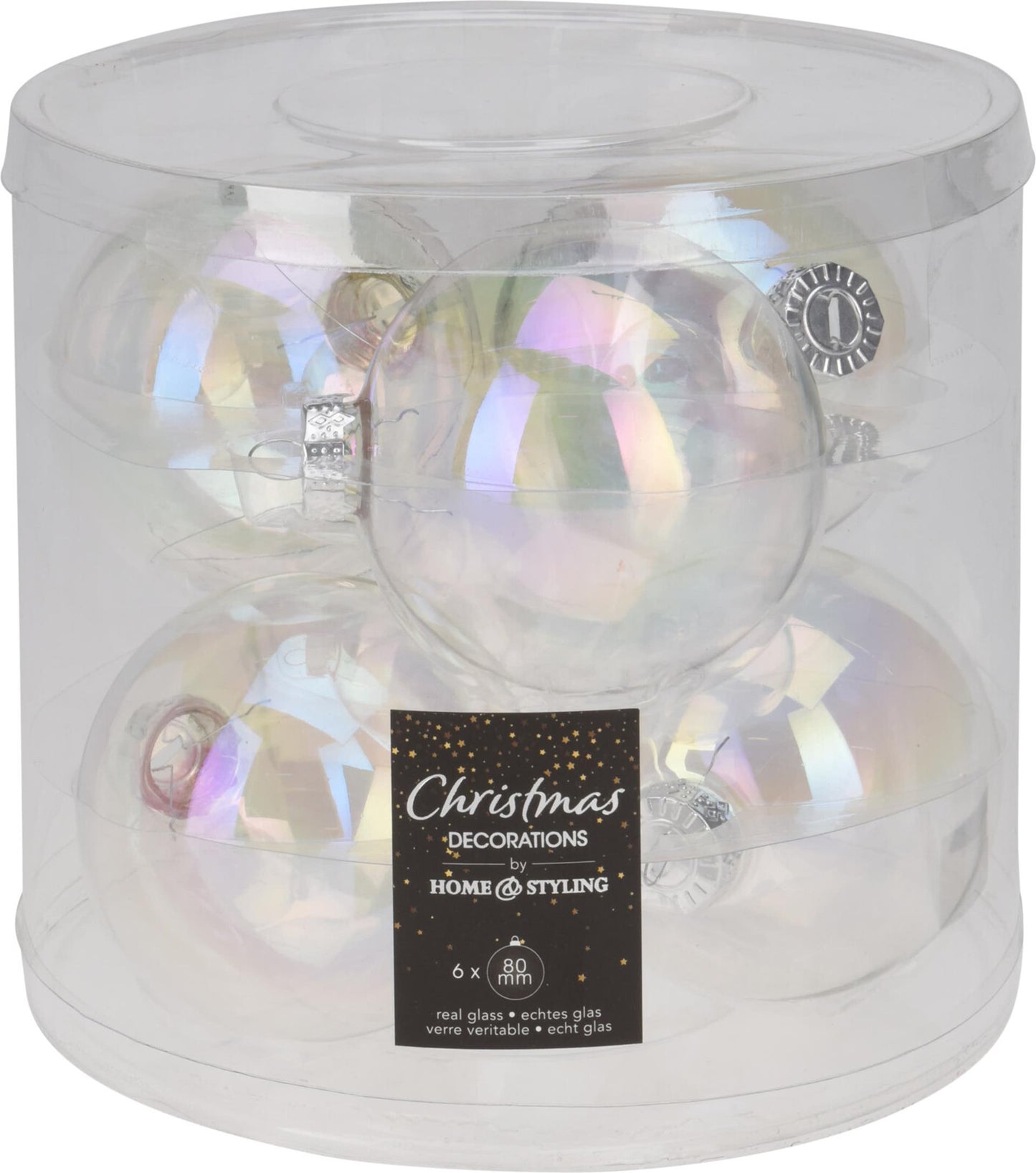 Home-Styling-Weihnachtskugel, 80 mm, schillernde Röhre mit 6 Gläsern