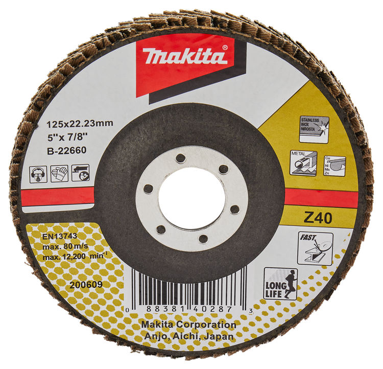 Makita Zubehör Lamellenschleifscheibe 125 mm Z40 – B-22660 B-22660