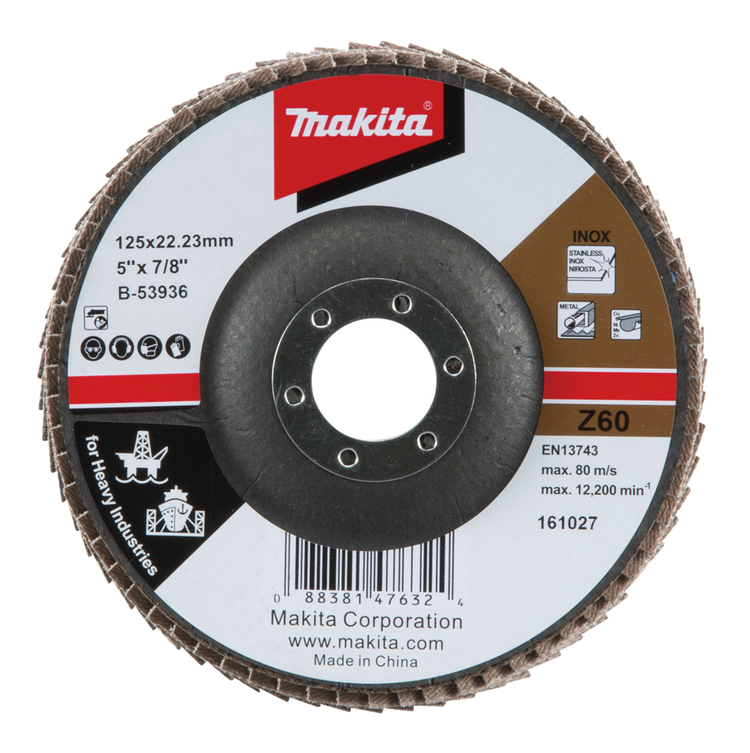 Makita Zubehör Lamellenschleifscheibe 125x22,23 Z60 – B-53936 B-53936