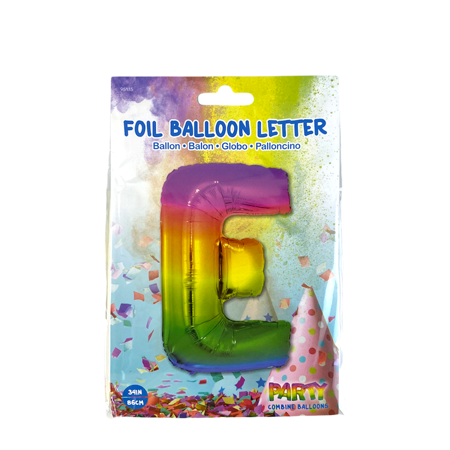 Folienballon Buchstabe e Regenbogen 86cm