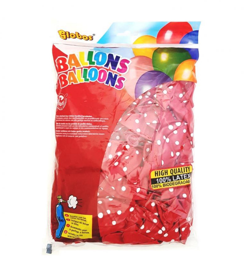 Globos-Luftballons rot mit Punkt (Nr.12 100 im Beutel)