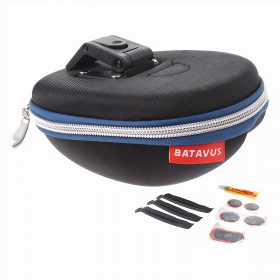 Batavus Satteltasche mit Inhalt Klick 1,3 Liter schwarz blau