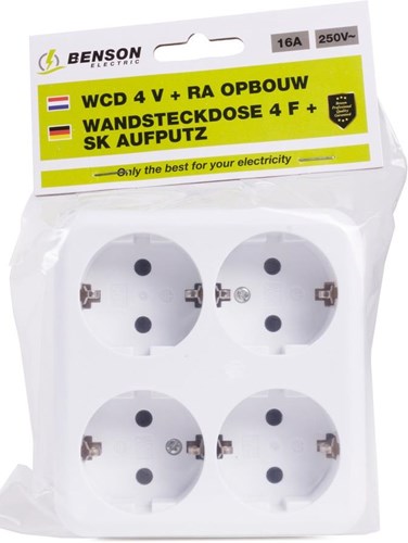 Benson Aufputzsteckdose RA 4-fach weiß - 4650084