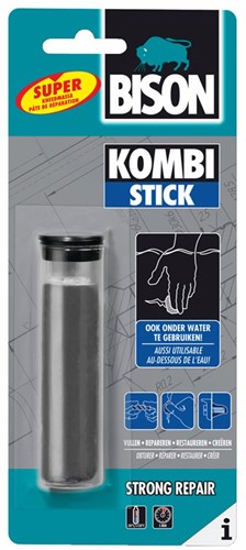 Bison Kombi-Stick 56 Gramm 2-Komponenten-Epoxid-Spachtelmasse – für 1001 Reparaturen im und am Haus, schnell, überstreichbar, schrumpft nicht, drinnen, draußen, Auto, Boot, Wohnwagen, Werkzeug