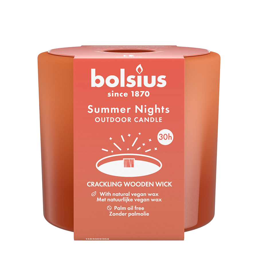 Bolsius Outdoor Glas Sommernächte Terrakotta 62 106mm